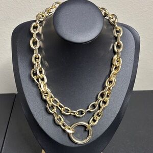 Express Gold Double Chain Necklace Clip Chunky